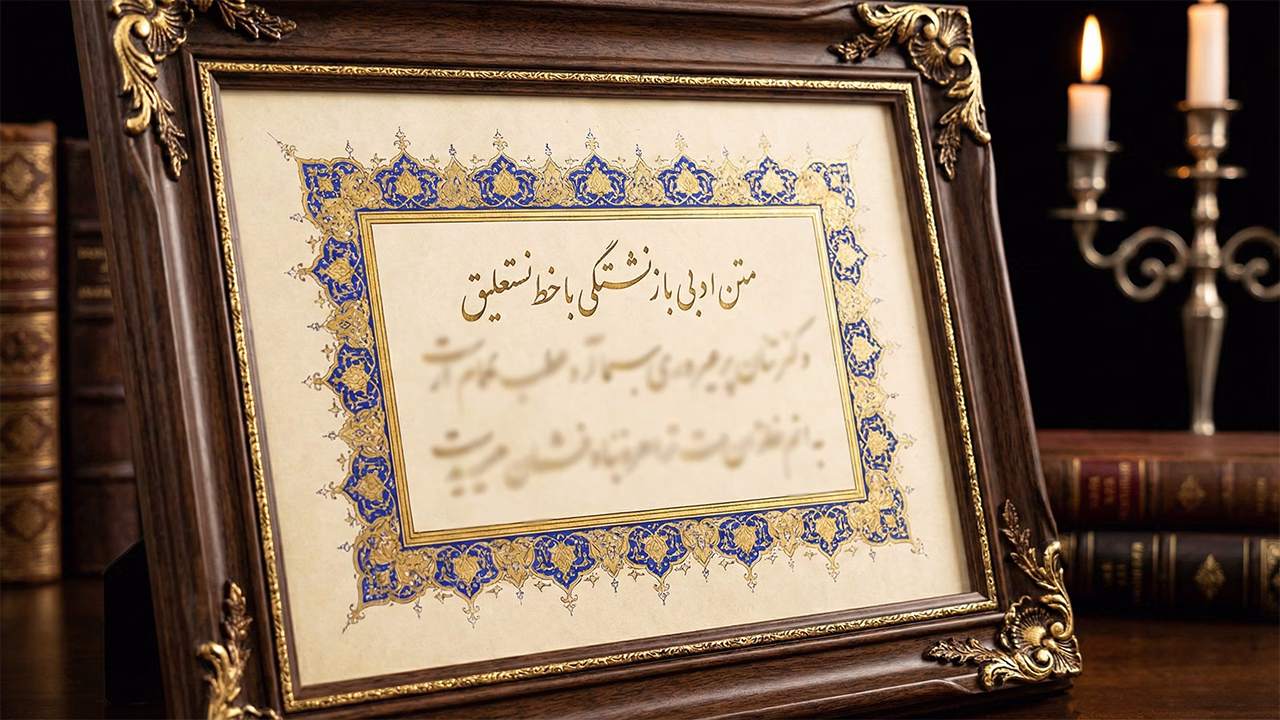 متن ادبی بازنشستگی با خط نستعلیق