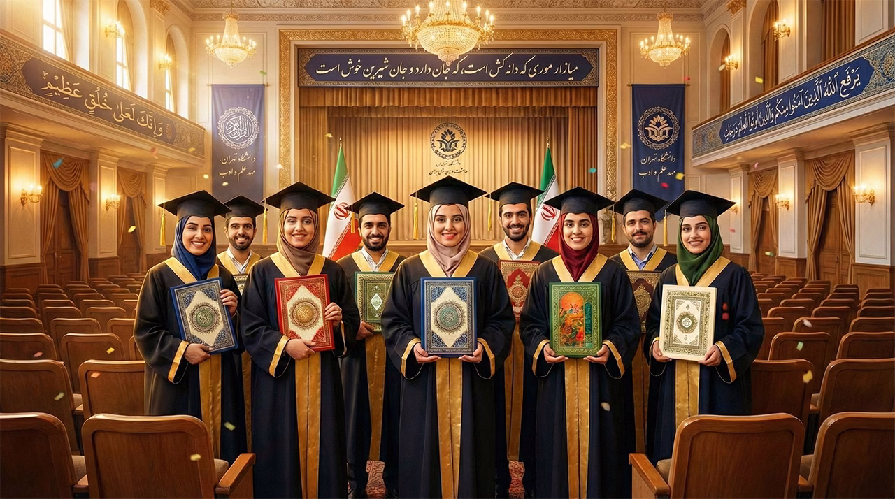 دانشجویان فارغ‌التحصیل با فولدر مدرک در دست
